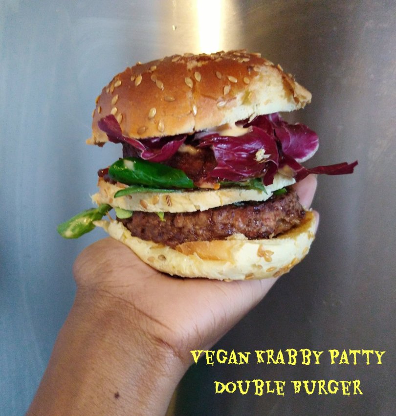 Vegan Krabby Patty Double Burger - Spongebob - Laura Spoonie